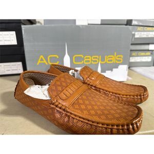 AC Casuals Men's Loafers, Moccasin Lightweight Anti-slip Leather Shoes Size 10.5